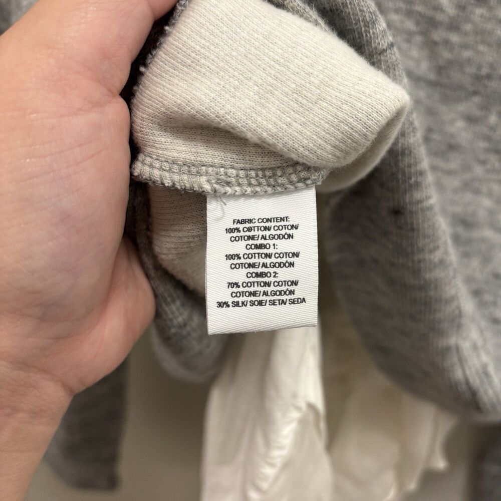 Derek Lam 10 Crosby Sz 6 Cropped Grey Sweater Layered White Button Up Top - Picture 5 of 9